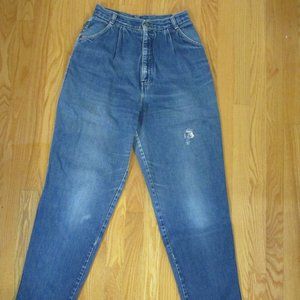 LEVI'S WOMEN'S SIZE 27 JEANS MED BLUE DENIM VINTAGE PLEATS HIGH WAIST MOM